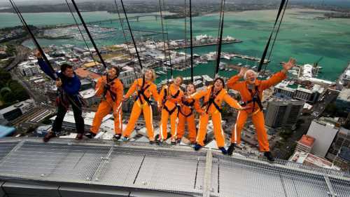 Happy memories made whilst skywalking on Auckland Sky Tower