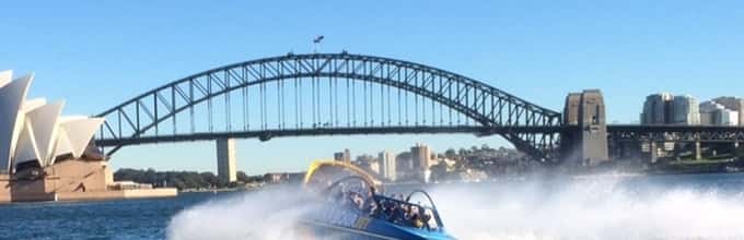 Dramatic jet boat ride from Sydney Harbour through Darling Harbour