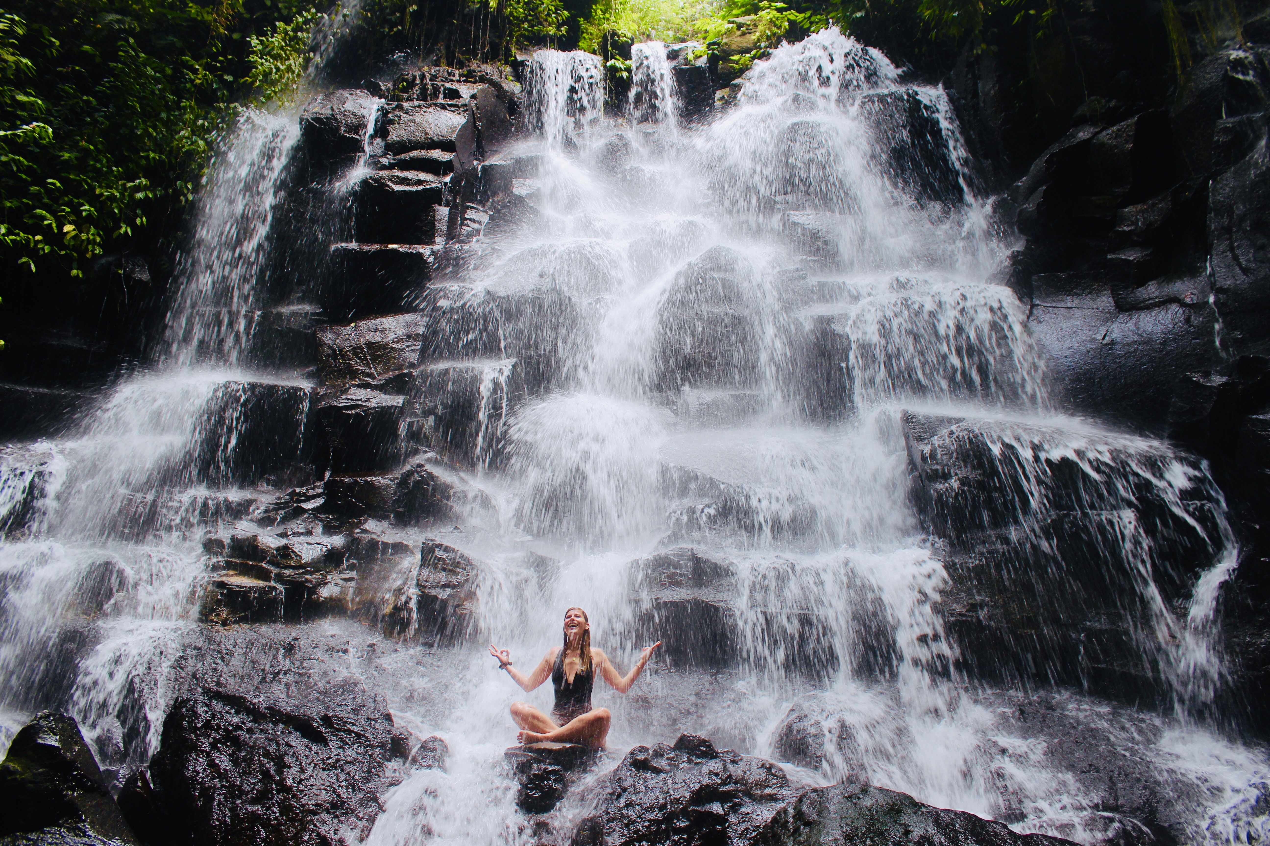 Guided Bali Tour: Kantolampo Waterfall+ Keramas Beach + Tegalalang Rice Terrace (Nt possible)